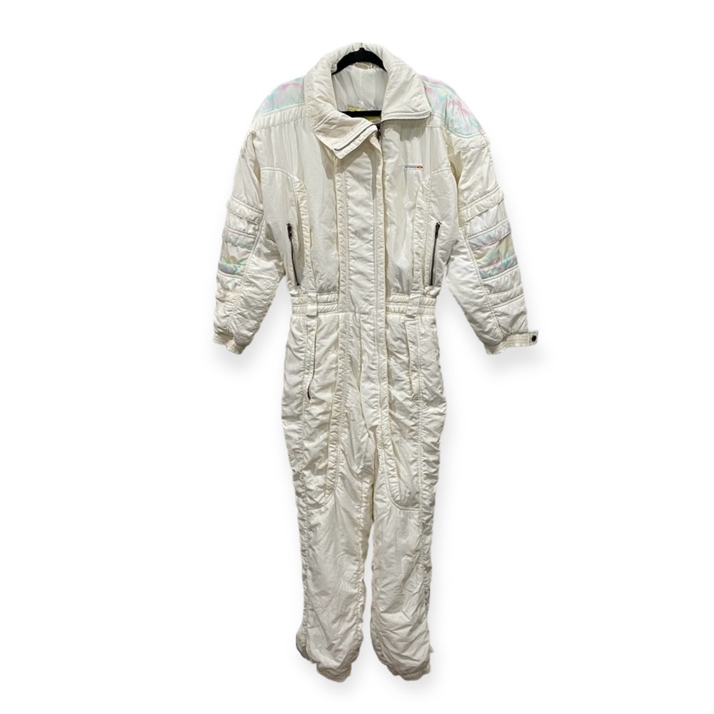Ellesse Vintage Snowsuit Ski Suit 80s 90s White Cream Size 12